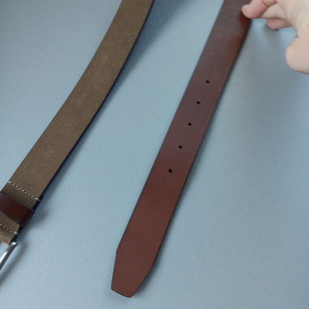 Remo Tulliani Leather Belt Men's 34 Brown Textured Silver Buckle Made in Italy - Picture 4 of 8